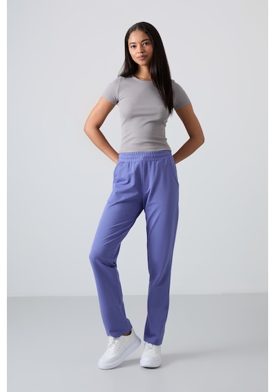 Tommy Life Eflatun Yüksek Bel Cepli Rahat Form Klasik Paça Kadın Eşofman Alt - 94584 Eflatun