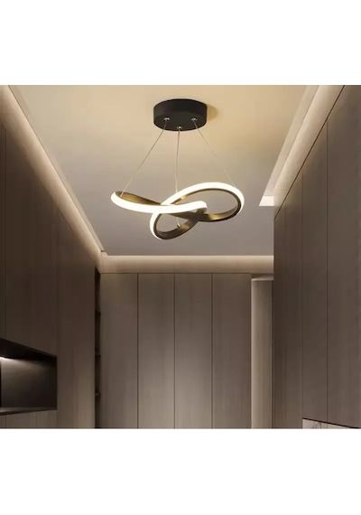 Modern Avize Bumerang Led Avize Siyah Siyah