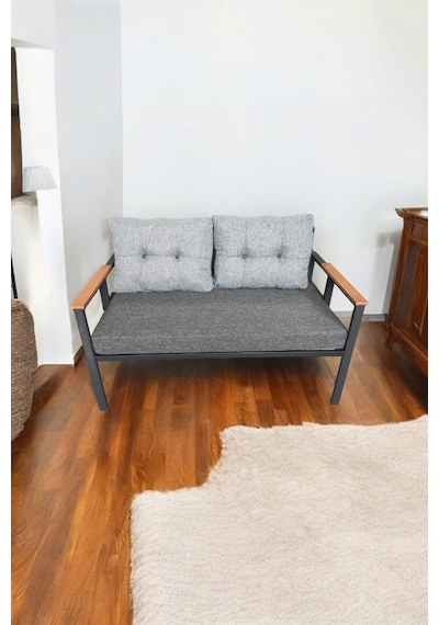 Pimango Pi Elize Tekli Bahçe Balkon Mobilyası 2'li 60 x 120 CM Antrasit - Gri Anrasit - Gri