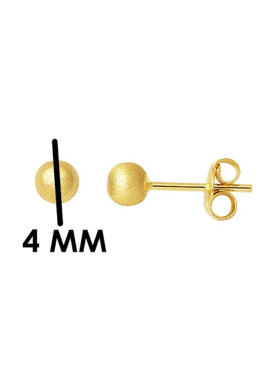 Bilezikci 14 Ayar Altın Mat Top Küpe 4 Mm. Kpads14k29578