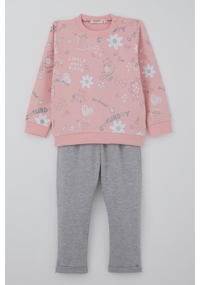 Breeze Kız Çocuk Eşofman Takımı Pati Masalı Pantolonu Fiyonk Detaylı 1-4 Yaş, Pembe Pembe