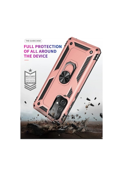 Newface - 625 - Samsung Galaxy A32 Kılıf Sofya Yüzüklü Silikon Kapak - Kmrsfres - - Rose