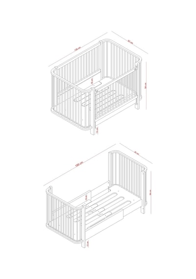 Meltem Kids Bambino Büyüyen Beşik 80x130 Cm 80x180 Cm Byz-pembe Beyaz