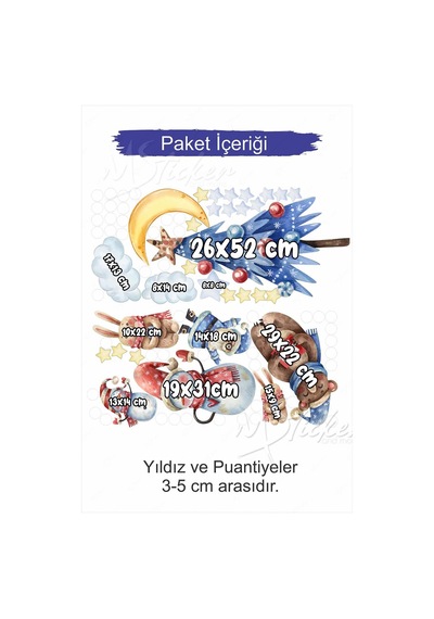 Yeni Yıl Ağacı Kardan Adamlar Puantiye Ve Yıldızlar Cam Duvar Yılbaşı Süsü Sticker Seti Dijital Baskı