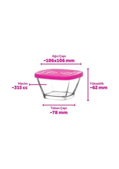 Lav Defne Cam Saklama Kabı 2'li Küçük Boy 315 ml Kare Pembe Plastik Kapaklı (Kahvaltılık ) Lav Defne Cam Saklama Kabı 2'li Küçük Boy 315 ml Kare Pembe Plastik Kapaklı (Kahvaltılık )