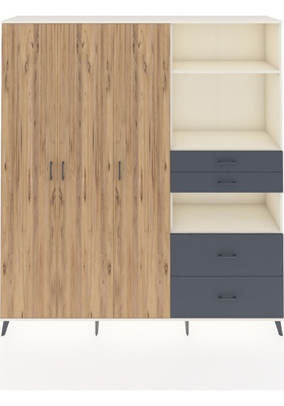 Hyperion Dolap 12 Raflı 4 Çekmeceli Tek Askılı 220x44x243 Aytaşı-çam/antrasit Atlas Çam/antrasıt Hyperion Dolap 12 Raflı 4 Çekmeceli Tek Askılı 220x44x243 Aytaşı-çam/antrasit Atlas Çam/antrasıt