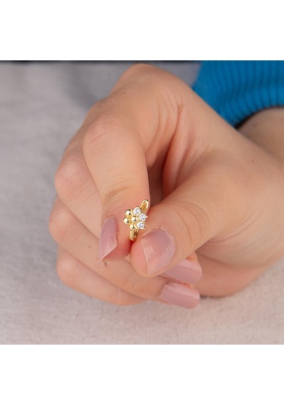 Goldkupe 14 Ayar J Model Taşlı Kar Tanesi Küpe 1,48 Gr-2244