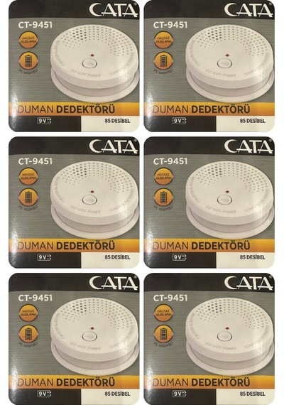 6 Adet Cata Pilli Duman Dedektörü Hassas Algılamalı