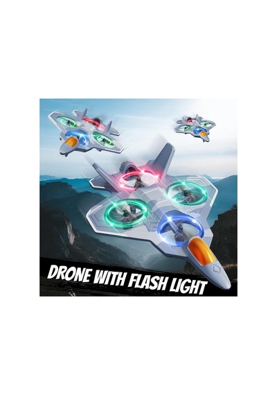V50 2.4ghz Çift Bataryalı Işıklı Savaş Uçağı Rc Drone 360 Takla Atabilen Başsız Modlu Kumandalı
