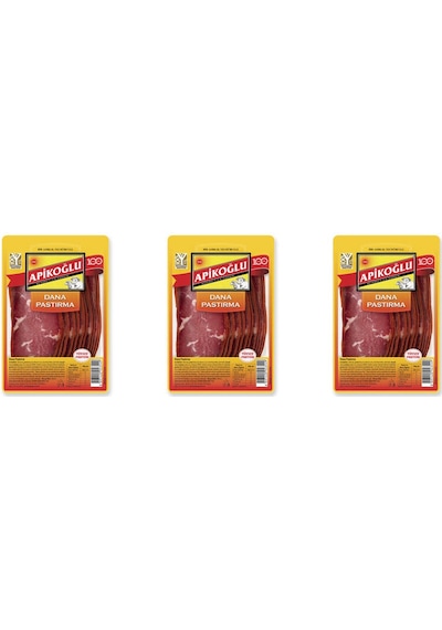 Dilimlenmiş Seçme Dana Pastırma 90 Gr. Üçlü Paket Toplam 270 Gr.