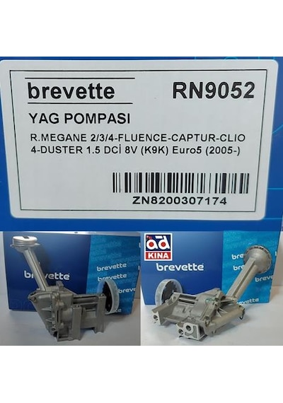 Yağ Pompası Rn9052 Megane 2/3/4 Fluence Captur Clıo 4 Duster 1.5 Dci 8v K9k Euro5 150108334r