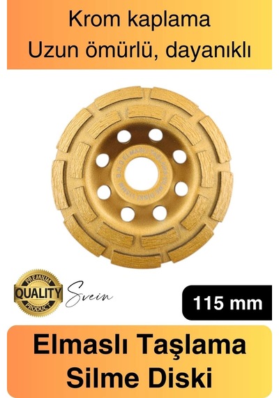 Premium 115 Mm Mermer Beton Elmaslı Taşlama Silme Parlatma Diski Uzun Ömürlü Dayanıklı Çanak