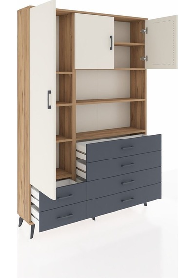 Arges Dolap 8 Raflı 6 Çekmeceli 3 Kapaklı 132x30x195 Çam-aytaşı/antrasit Aytası/antrasıt Arges Dolap 8 Raflı 6 Çekmeceli 3 Kapaklı 132x30x195 Çam-aytaşı/antrasit Aytası/antrasıt