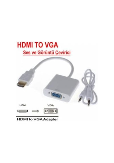 Hdmı To Vga Çevirici-Dönüştürücü Ses Kablosu Dahil