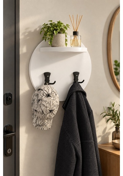 Sulorahome Beyaz Duvar Askılığı Ve Mini Raf Ünitesi