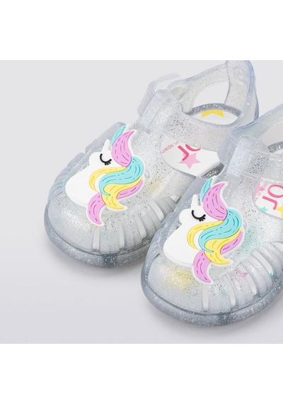 Igor Tobby Gloss Unicornio Kız Şeffaf Simli Sandalet S10309-091 Beyaz