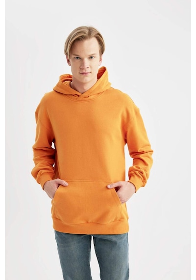 DeFacto Comfort Regular Fit Rahat Kalıp Kapüşonlu Kanguru Cepli Basic Düz Sweatshirt B4446AX24SPOG589