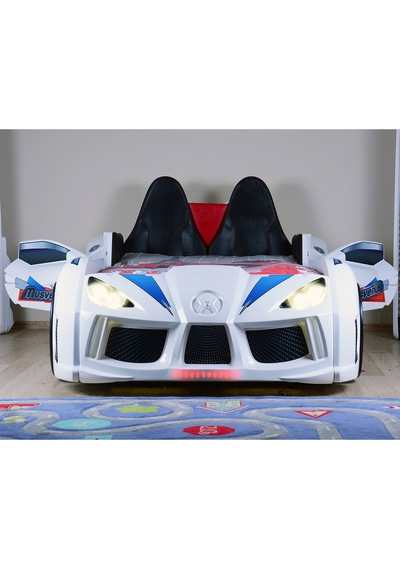 Arabalı Yatak, Audi Koltuklu Full Ledli Arabalı Yatak - Beyaz + 1 Adet Comfort Yatak Arabalı Yatak, Audi Koltuklu Full Ledli Arabalı Yatak - Beyaz + 1 Adet Comfort Yatak