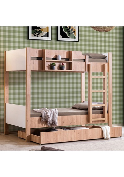 Ranza, Asya Ayrılabilir Yavrulu Ranza, Ceviz - Beyaz + 3 Adet Comfort Yatak 90 X 190 CM Ranza, Asya Ayrılabilir Yavrulu Ranza, Ceviz - Beyaz + 3 Adet Comfort Yatak 90 X 190 CM