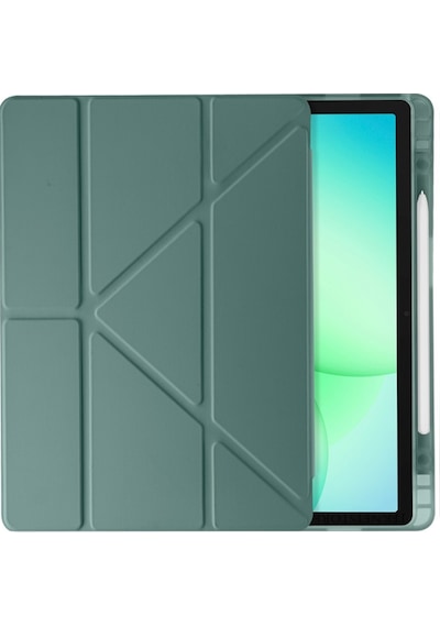 Samsung Galaxy Tab A11 Plus Kılıf Uyumlu Standlı Kalem Bölmeli Akıllı Trifolding Kapak Sm-x230 Space Grey