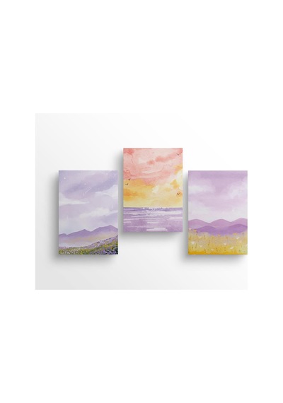 Lila - 3'lü Defter Seti, 14x21cm, A5, Çizgili Çok Renkli