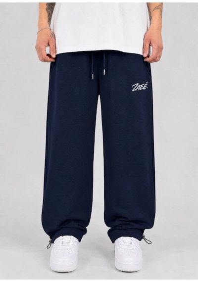 Zaee Signature Nakışlı Ayarlanabilir Paça Baggy Eşofman Altı Lacivert
