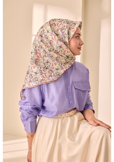 Silk Home Twill İpek Eşarp 11477-04 Ekru, Bej, Su Yeşili, Çilek Kırmızısı, Lila