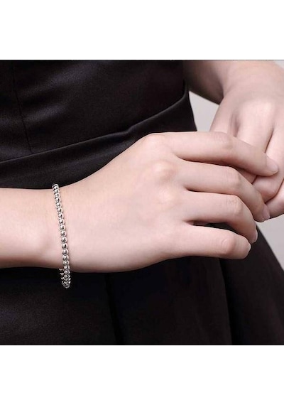 Gümüş Top Erkek Kolye Zincir ve Bileklik Set 33Gr 4Mm Msn19S