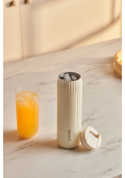 Karaca Rimo Sızdırmaz Çelik Termos 600 Ml Krem Krem