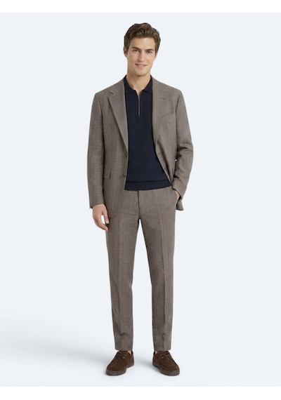 Kip Vizon Çizgili Modern Fit İpek Karışımlı Takım Elbise