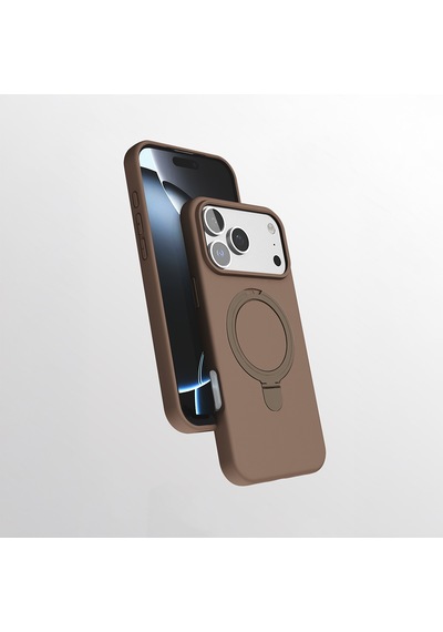 Apple Uyumlu iPhone 16 Pro Max Kılıf 360 Derece Döner Standlı Magsafe Kamera Lens Korumalı Silikon Ata Pro Tech Siyah