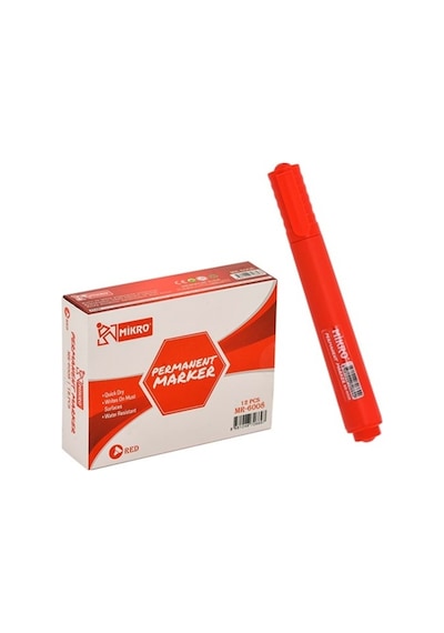 Mikro Permanent Markör Kalem Kırmızı Yuvarlak Uç Marker - 4 Adet Kırmızı