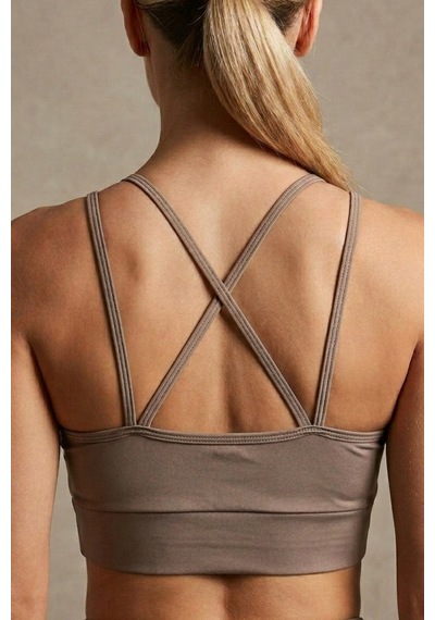 Aura Collections Çapraz İp Askılı Çıkarılabilir Pedli Sporcu Sütyeni Bralette Bej