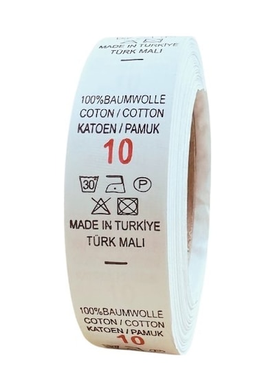 Örenler Plastik 2 Cm Bez Numara Yıkama Yaka Etiketi 500'lü Rulo 10 Beyaz
