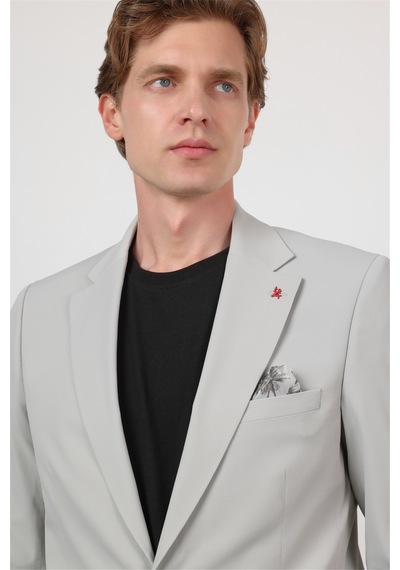 İmza Taş Rengi Kendinden Desenli Mono Yaka 6 Drop Slim Fit Takım Elbise 1001260162