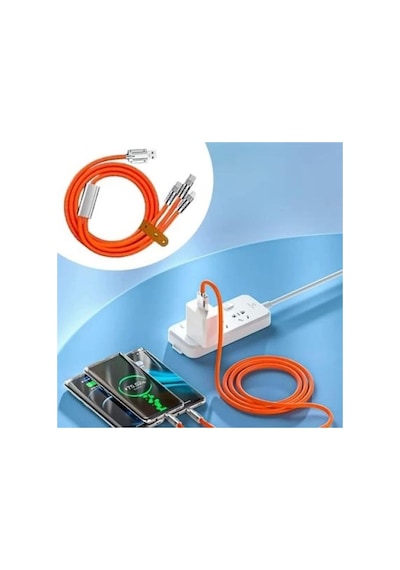 Rengıneshop 3 Şarj Aleti 1 Arada Çinko Alaşım Hızlı Şarj Kablosu Turuncu