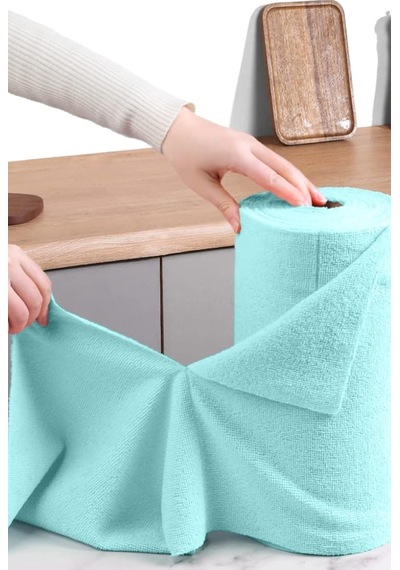 Çok Amaçlı Rulo Mikrofiber Temizlik Bezi 30x30 40 Yapraklı Mavi Mavi