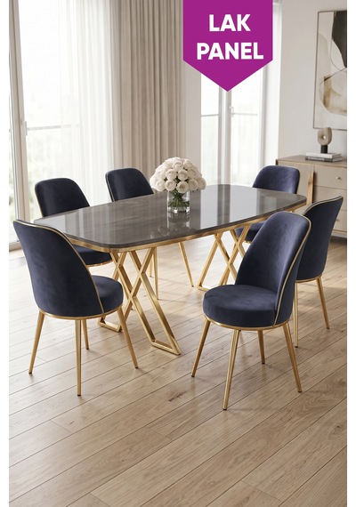 Peras Serisi 90x160 Lak Panel Antrasit İroni Gold Ayaklı Masa Takımı 6 Sandalye Antrasit İroni Masa Antrasit Sandalye Peras Serisi 90x160 Lak Panel Antrasit İroni Gold Ayaklı Masa Takımı 6 Sandalye Antrasit İroni Masa Antrasit Sandalye