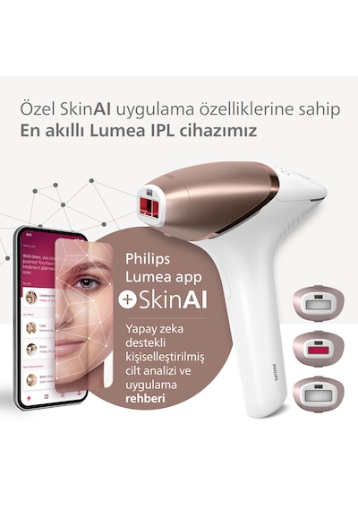 Philips Lumea 9900 Serisi BRI953/01 IPL Tüy Alma, SkinAI Uygulama,Vücut,Yüz ve Bikini,3 Başlık,Çanta
