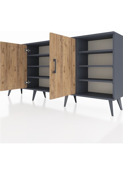Arges Konsol 9 Raflı 2 Kapaklı 176x30x83 Antrasit-çam/antrasit Çam/antrasit Arges Konsol 9 Raflı 2 Kapaklı 176x30x83 Antrasit-çam/antrasit Çam/antrasit