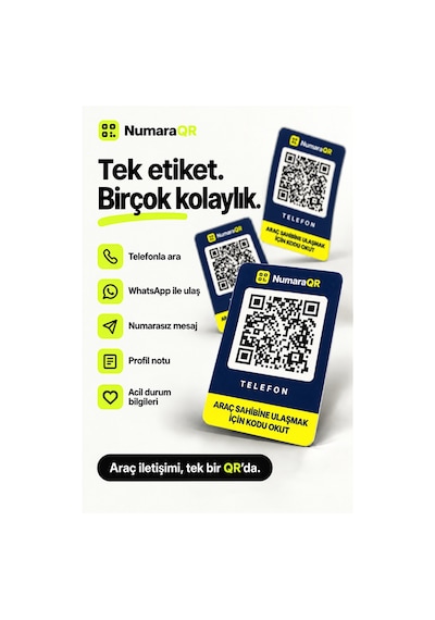 Qr Kodlu Numaratör Araç Ve Motosiklet İçin Qr Etiket Park Numaratörü 8,5x5,5 Cm Lacivert Numaraqr