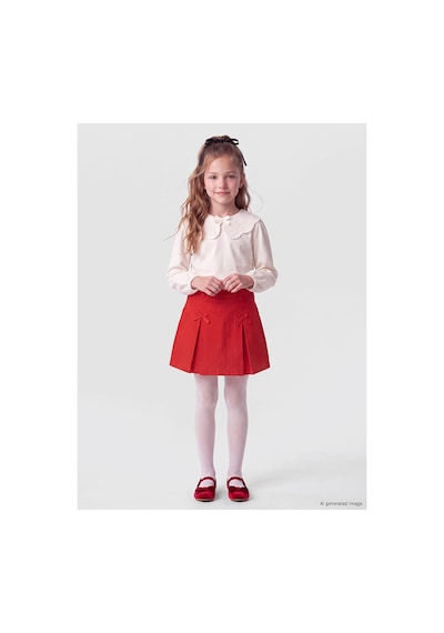 LC Waikiki Alıta Cıty Farkıyla Lcw Kids Kırmızı Gabardin Düz Kız Çocuk Şort Etek Kirmizi - 928166397 Kirmizi