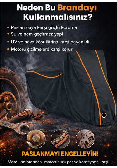 Yamaha Tmax 560 Siyah Turuncu-dikişli Kilitli Motor Brandası,örtüsü