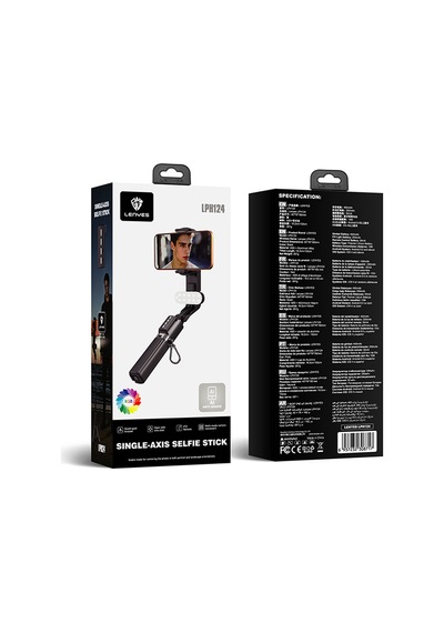 Lenyes Lph124 Dolgu Işıklı Teleskopik Tripod Ve Mini Selfie Çubuğu Siyah