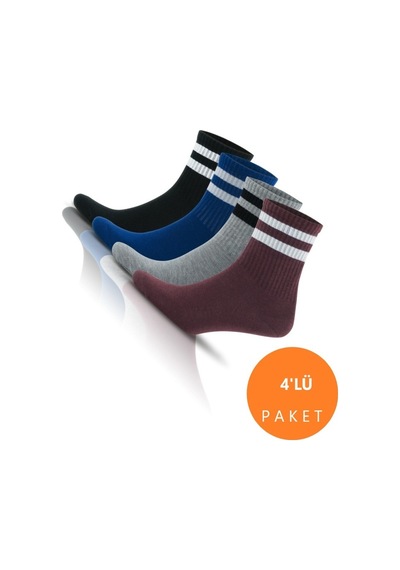 Pallmali Collection- 4'Lü Pamuklu Çemberli Kısa Yarım Konç Kolej-40-44 Çok Renkli
