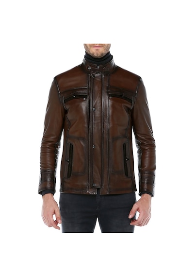 Dericlub E1081 Gerçek Deri Erkek Mont Camel Antik Camel