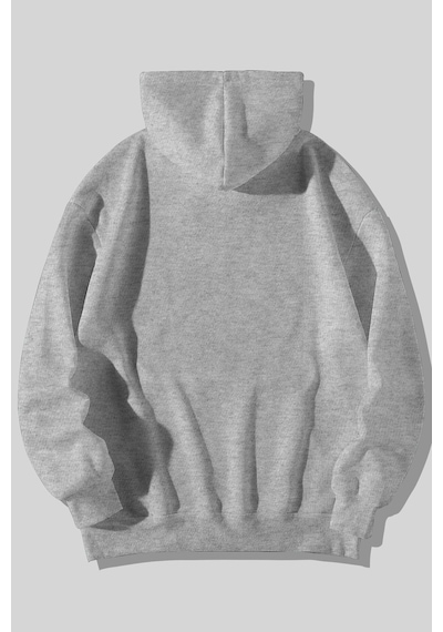Harmandar Just A Small Town Baskılı Gri Kapüşonlu Kanguru Cepli Sweatshirt Hoodie Gri