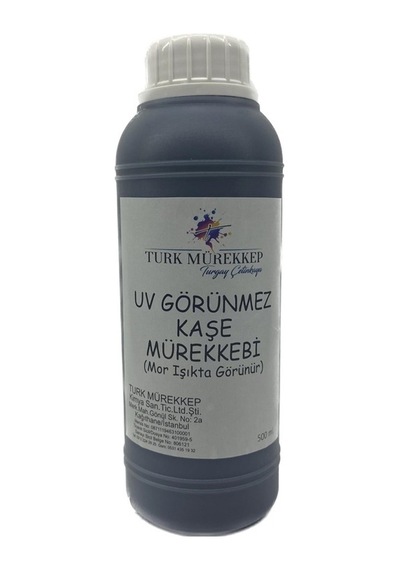 Turk Mürekkep Uv Görünmez Kaşe Mürekkebi 500 ML (mor Işıkta Görünür)