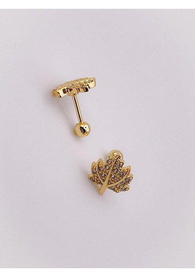 Lexroo Taşlı Geniş Yaprak Figürlü Kıkırdak Helix Tragus Piercing 1adet Çok Renkli