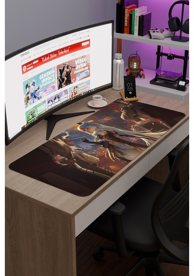 Ningguang Genshin Impact Anime Oyuncu V4 - 90x40 Xxl Gaming Mouse Pad Fare Altlığı